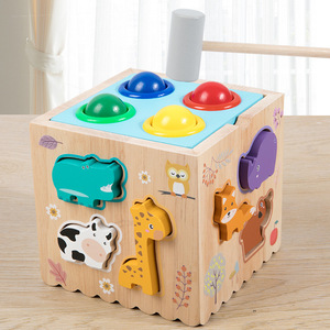 Giocattolo Educativo <span class=keywords><strong>Montessori</strong></span> in Legno Otto-in-Uno Transfrontaliero: Martellare, Abbinare Animali, Orologio, Pesca, Tirare le Carote - Product Image 4