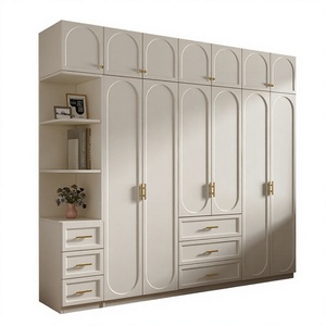 Armadio in Stile Europeo Francese Color Crema con Ante a Battente per Camere da Letto, Produzione Diretta - Product Image 1