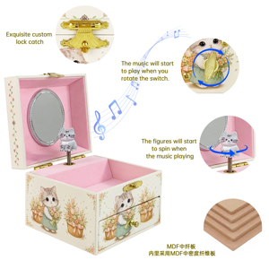 Boîte à <span class=keywords><strong>musique</strong></span> en MDF Yiyu avec intérieur en velours, logo personnalisé en relief, étui de rangement pour bijoux, service ODM, vente en gros d'usine - Product Image 4
