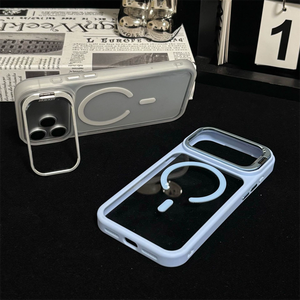 Étui de protection magnétique antichoc en acrylique transparent de luxe avec support de lentille en métal pour iPhone 18 17 16 15 14 13 Pro Max Plus - Product Image 2