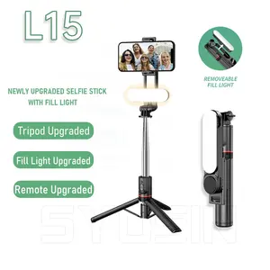 2022 Selfie Stick Tripod L15 with Wireless Remote Led Fill Light 360 Rotation 6 in1 Portable Palo De Selife for Smartphone