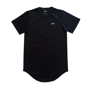 Custom Fabric Logo Unisex 100% Cotton Basic Simple Solid Color Oversized curved hem T-Shirt