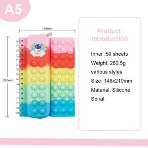 Nouvelle <span class=keywords><strong>trousse</strong></span> à crayons A5 2 en 1, couleur arc-en-ciel, compression, bobine <span class=keywords><strong>de</strong></span> bulles, silicone, carnet pour étudiant - Product Image 6