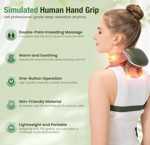 Hand Shape Neck Shoulder Massager Wearable Shiatsu Massage Device <b>USB</b> Rechargeable Lithium Battery <b>Heat</b> Therapy Relaxation Tool - Product Image 4