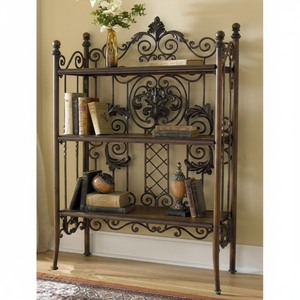 Estante de almacenamiento de libros de hierro y madera hecho a mano, estante de libros de esquina de tamaño y forma personalizados para uso en la sala de estar - Product Image 1