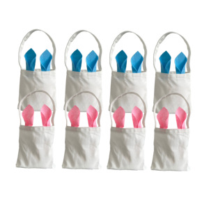Rabbit Ears Buckets 100% Thick Polyester Canvas Children's Kids White Blank Sublimation Easter Gifts <b>Bag</b> for Party - Product Image 1