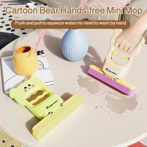 Wholesale Mini Foldable Desktop Mop Wet Dry Use Lazy Cartoon Bear <b>Table</b> Wiping Tool - Product Image 4
