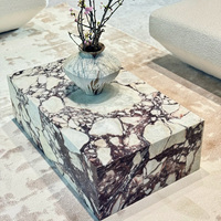 Table basse en marbre Calacatta Viola haut de gamme en gros, socle de meuble en marbre naturel, plateau en marbre de luxe