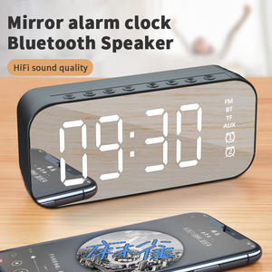 Mirror Surface Alarm <b>Clock</b> BT Speaker Large LED Digital Display Dual Alarm FM TF AUX Multi Play Desktop Mini Subwoofer - Product Image 6