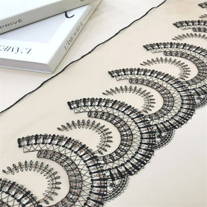 Dentelle en tulle nude douce de haute qualité 2024, broderie, bordure en dentelle, fleurs noires, dentelle pour la fabrication de lingerie féminine - Product Image 1