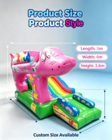 Structure gonflable rose Dauphin avec toboggan 3x4m pour enfants, idéale pour les fêtes d'anniversaire et les événements estivaux en extérieur