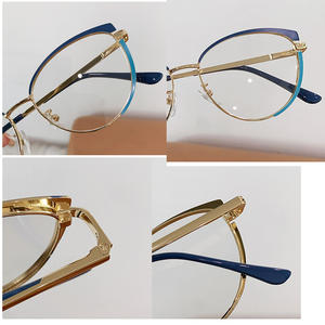 女性用抗放射線サングラス猫アイデザイン2-in-1フォトクロミックメガネゴールドメタルブルーライトグレアプロテクション - Product Image 5