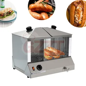 Mesin Steamer Hot Dog Komersial dengan Peralatan Makanan Ringan Penghangat Roti Mesin Display Pemanas Hot Dog Listrik