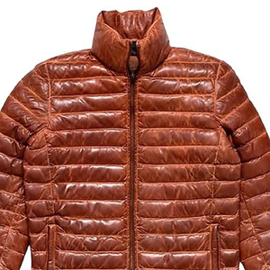 Nouvelle conception, prix abordable, veste matelassée en cuir véritable pour homme, style streetwear, coupe classique confortable, vestes matelassées en cuir pour homme - Product Image 3