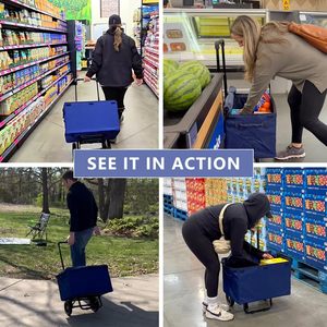 Carrito de Compras Plegable de Plástico PP Resistente con Tapa para Subir Escaleras, Ideal para Supermercado, Equipaje y Camping - Product Image 4