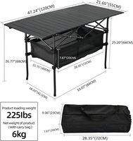 Table de camping pliante, table de plage portable avec sacs de transport pour camping en plein air, randonnée, pique-nique, plage, pêche
