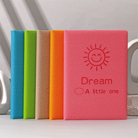Carnet en cuir PU B5 18K 80GSM 100 feuilles, motif soleil souriant en relief, ligné, 5 couleurs, 72 pièces/carton, vente en gros