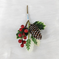 M118 Branche de pin enneigée avec baies de Noël, fleurs de Noël, plante artificielle, décorations de Noël