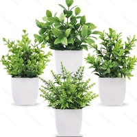 Plante Artificielle en Pot de Petite Taille, Vente en Gros Usine, 4 Types de Feuilles Simulées, Bonsaï, Ornement de Table, Étiquette Privée Personnalisée