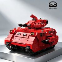 DK 90003 MOC Tanques Rojos, Vehículo Blindado, Kits de Modelos de Ladrillos, Ensamblaje de Vehículos, Regalos Coleccionables de Escritorio, 1618 Piezas, Juegos de Bloques de Construcción