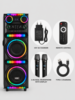 Sistem Speaker Nirkabel Hitam Stereo Rumah Pintar Bergaya Vintage Subwoofer Bluetooth RGB 60W NDR-M1104 Baru untuk Karaoke