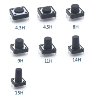 Micro-interrupteur à bouton-poussoir tactile tactile d'usine de la Chine 2pin 4pin 6*6*4.3/5/6/7/8/9/10mm 6x6 12x12 interrupteur tactile