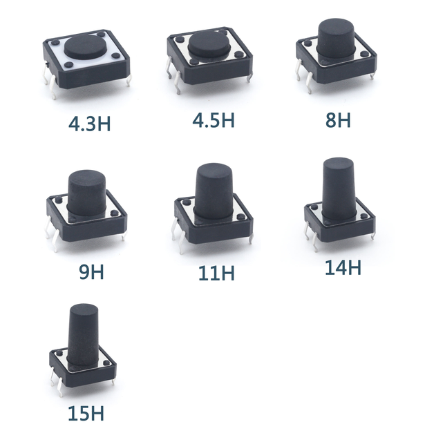 China Factory Tactile Tact Push Button Micro Switch 2pin 4pin 6*6*4.3/5/6/7/8/9/10mm 6x6 12x12 Tact Switch