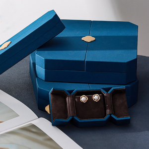 Custom Logo Magnetic Double Door <b>Ring</b> Jewelry Box Valentine's Day Luxury Necklace Earring Gift Box Packaging Wedding Favor - Product Image 4