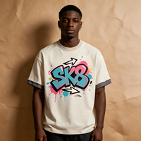 T-shirt Streetwear Homme Oversize Rétro Personnalisé en Coton Lourd 100% Écologique à Séchage Rapide, Impression DTG OEM ODM