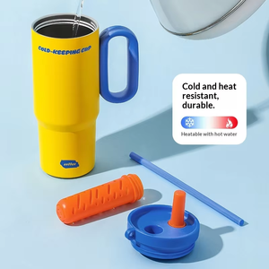 Stainless Steel Vacuum Insulated Tumbler with Straw and Handle <b>Large</b> Capacity Thermal <b>Mug</b> for Travel Office Gym - Product Image 2