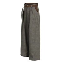 Pantalon sur mesure vintage à jambe large, coupe droite classique, style décontracté années 90, pièce maîtresse de la garde-robe, pantalon de costume à carreaux