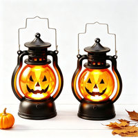Lampu Tangan LED Halloween Bentuk Labu Setan Warna Putih Hangat dengan Kontrol Sentuh Baterai untuk Ruang Tamu