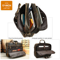 Vintage Crazy Horse cuir 17 pouces mallette pour ordinateur portable hommes bureau sac en cuir véritable grande capacité et Portable