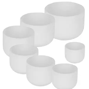 Conjunto de tigela de chakra 7 peças de cristal branco fosco de quartzo para cantar, conjunto de tigela líder de 6"-12" fornecedor líder