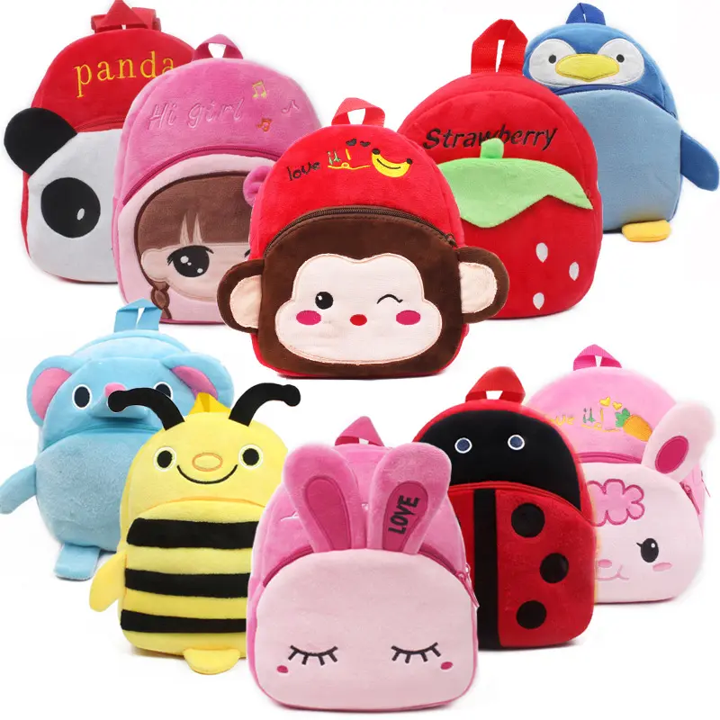 Cartoon Plush School Kids Mochila Sacos bonitos Crianças Jardim De Infância Schoolbags Animal Kids School Bag