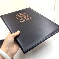 Porte-menu en cuir PU noir A4 personnalisé en usine, avec poches intérieures pour hôtel, restaurant, bar