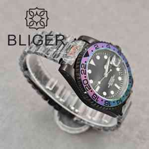 Bliger Custom Watch Hochwertige 40mm <span class=keywords><strong>NH35</strong></span> All Black Watch Stahl Armbanduhr Wasserdichte automatische mechanische Uhren für Herren - Product Image 5