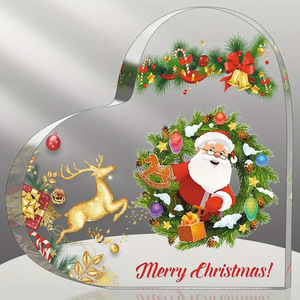 Placa Acrílica <span class=keywords><strong>de</strong></span> Lujo con Impresión Personalizada, Adorno <span class=keywords><strong>de</strong></span> <span class=keywords><strong>Mesa</strong></span> Navideño en Forma <span class=keywords><strong>de</strong></span> Corazón, Letrero Acrílico Independiente, Precio al por Mayor - Product Image 2