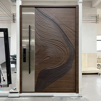 Porte d'entrée principale pivotante simple en aluminium, étanche, ignifuge, pour extérieur d'appartement, design moderne de luxe américain