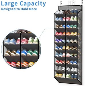 Organizador de Zapatos Multifuncional para Puerta, Capacidad para 30 Pares, Malla Gris, Colgante, Cinco Niveles, 20 Compartimentos Anchos y Profundos - Product Image 6