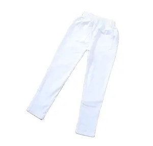 बच्चों महिलाओं के सबसे अच्छा कपड़े पतलून लड़कियों के स्कूल लंबी पतलून के लिए सफेद ठोस रंग जेब के साथ