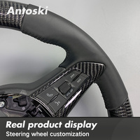 Volant de voiture en cuir noir personnalisé avec fibre de carbone véritable pour Alfa Romeo Giulia Stelvio 2014-2023, compatible avec l'affichage LED intelligent