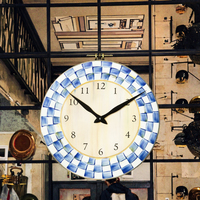 MACKENZIE-CHILDS Jam Dinding Analog Quartz Bertenaga Baterai Dua Sisi Bergaya Art Deco Dekoratif untuk Dapur Ruang Tamu
