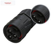 Conector Eléctrico de Cableado Redondo Macho IP68 de 3 Pines y 450V CA con Abrazadera de Tornillo, PA66 30%GF, Dieléctrico de 2500V para Conexiones de Alimentación de Iluminación