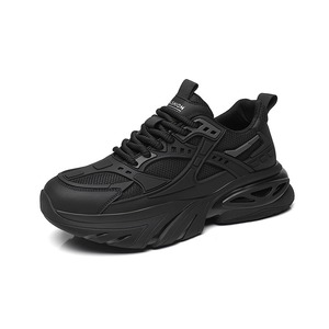 Chaussures pour hommes, style baskets, respirantes, en mesh, à semelle épaisse, à tige haute, noires, décontractées, sportives, best-seller du printemps - Product Image 5