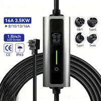 Nouveau chargeur EV portable 3,5 kW Type 2 IP65 étanche WiFi pour câble de charge mobile approuvé CE TUV avec prise Schuko 16A prêt à l'emploi