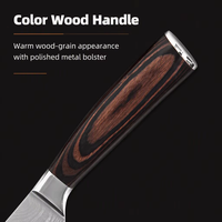Grandsharp — ensemble de couteaux Laser damas, ensemble Unique japonais en acier inoxydable, manche en Pakkawood, couteaux de cuisine bon marché 6 pièces