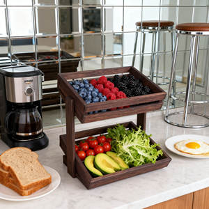 Doğa ahşap meyve sepeti 2 katmanlı meyve standı tezgah için meyve kabı mutfak - Product Image 5