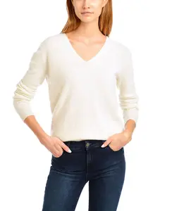 100% Bom Cashmere Alta Qualidade V-neck Pullover Camisola de Malha Feminina