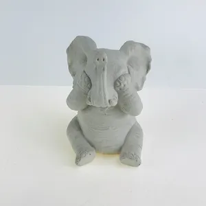 Commercio all'ingrosso Grigio resina Vedere Sentire Non Parlare 30 centimetri di cemento animale elefante Giardino Statua